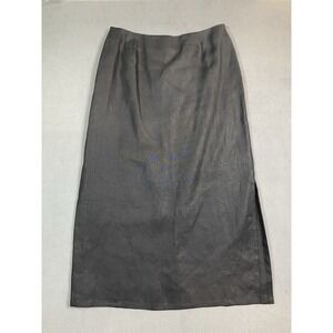 Talbots Women's 8 Petite Irish Linen Long Skirt Black Crisp! Elevated Basics